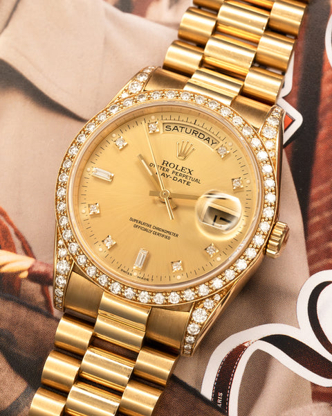 Day-Date President 18388 'Diamond Lugs' Champagne Diamond Dial Yellow Gold 36mm