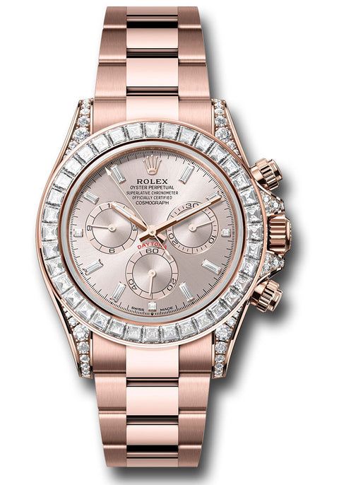 Daytona Everose Gold Cosmograph Watch - Diamond Lugs - Diamond Bezel - Sundust Diamond Dial - Oyster Bracelet