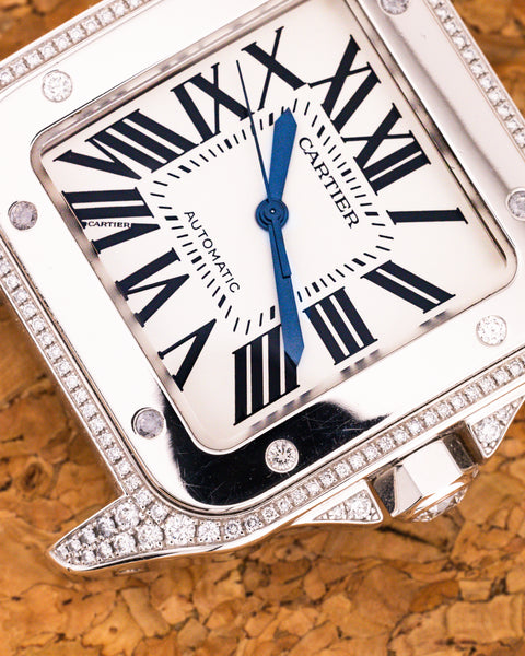Santos 100 2744 White Gold "Factory Diamonds" 38mm