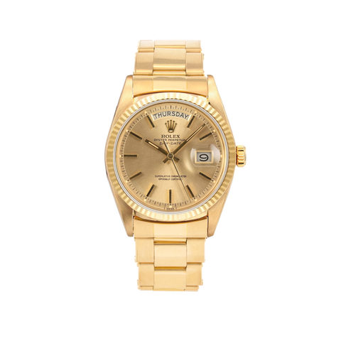 Day-Date 1803 Yellow Gold Champagne Pie-Pan Dial Rivet Oyster 36mm