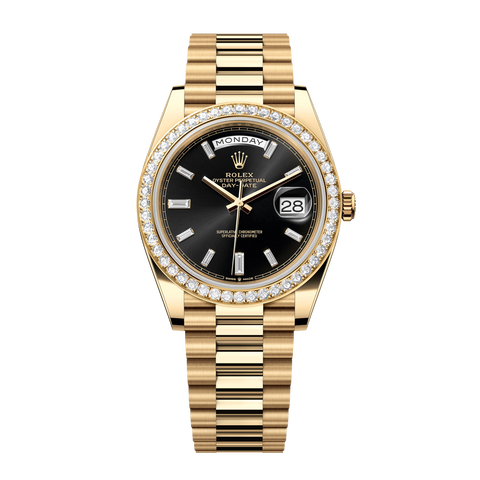 Day-Date 228348RBR Yellow Gold Black Diamond Dial President 40mm